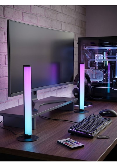 2'li Set Masaüstü Rgb Led Ortam Işığı - Sese Duyarlı Müzik Ritim Aydınlatması, Kumanda Kontrollü Oyuncu Ve Tv Arkası Işık
