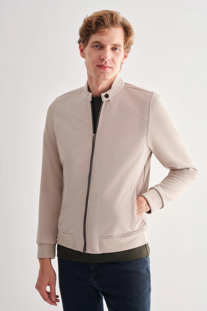 İmza Bej Dik Yaka Cls Slim Fit Mont 1007255127 Bej