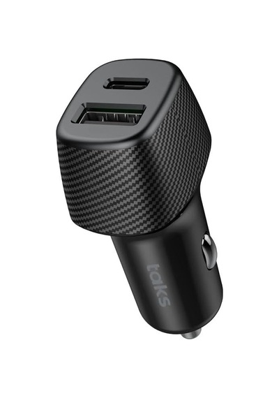 Taks Cp02 Duo 48w Pd/qc Usb-c+usb-a Araç Hızlı Şarj Aleti, Siyah 5cp02s