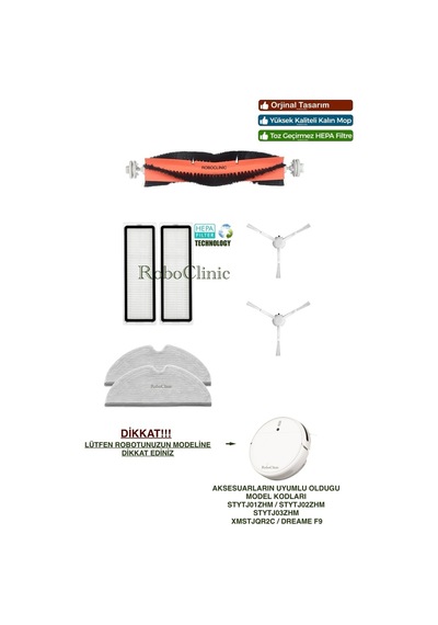 Xiaomi Mi Robot Vacuum Mop 1c / 2c Stytj01zhm ,f9 Robot Süpürge Uyumlu Fırça, Filtre, Mop-7 Parça