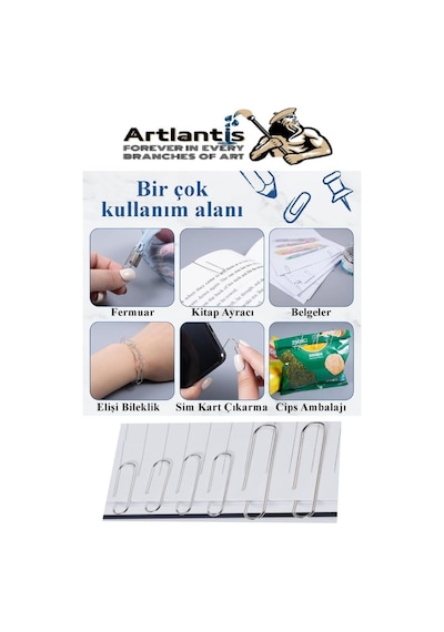Büyük Metal Ataş No 5 50 Mm 100 Lü 1 Paket Nikel Kaplama Metal Ataç Dayanıklı Paslanmaz 45 Sayfa Kapasiteli Dev Ataş