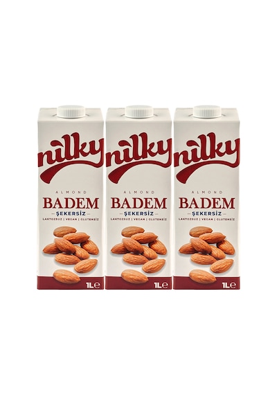Şekersiz Badem Sütü Glütensiz Bitkisel Bazlı Laktosuz Vegan 3x1 Lt