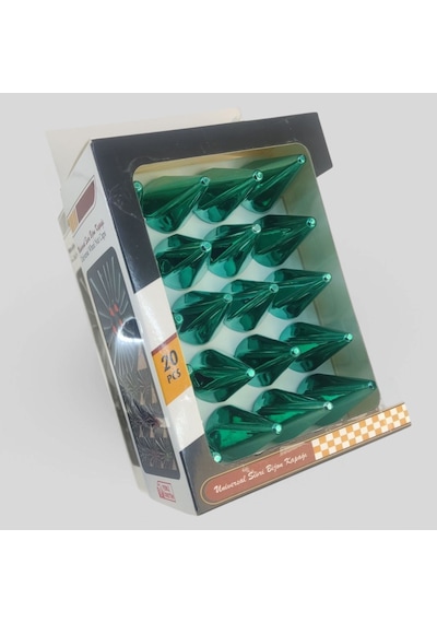 19mm Sivri Parlak Yeşil Bijon Kapağı 20li Set