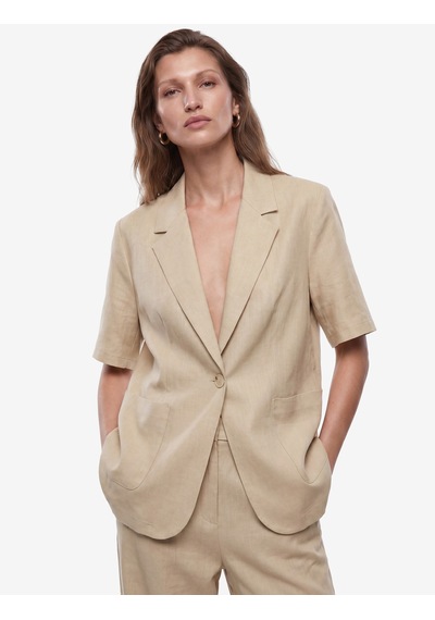 Koton Cepli Kısa Kollu Keten Blazer Ceket Bej 6sak50075pw Ekru