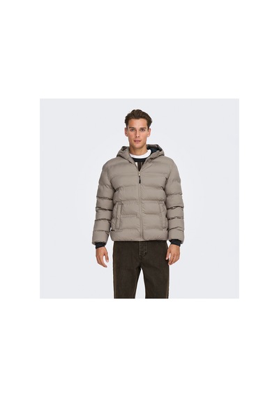 Only & Sons Only&sons Union Seamless Life Puffer Erkek Bej Kapüşonlu Mont