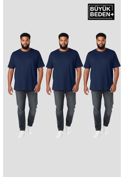 Superlife Büyük Beden Erkek Basic 3xl-6xl Bisiklet Yaka 3'lü Tişört Seti Spr26bts510+3 Lacivert Superlife Büyük Beden Erkek Basic 3xl-6xl Bisiklet Yaka 3'lü Tişört Seti Spr26bts510+3 Lacivert