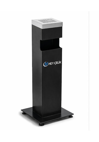 Siyah Kare Küllük K-01 Metal Dış Mekan Sigara Küllüğü Hey Çelik