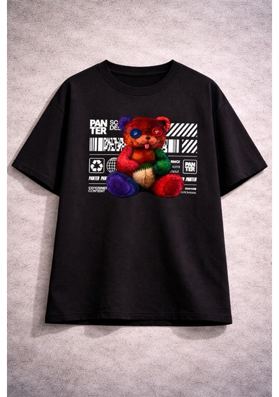 Yolo Street Oversize Siyah T-shirt 250 Gsm %100 Pamuk Renkli Teddy Bear Baskılı Streetwear Unisex Siyah Yolo Street Oversize Siyah T-shirt 250 Gsm %100 Pamuk Renkli Teddy Bear Baskılı Streetwear Unisex Siyah