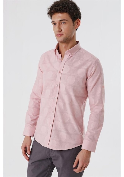 İmza Pudra Kısalabilir Kollu Desenli Jakarlıcepsiz %100 Pamuk Casual Slim Fit Gömlek 1004230183-pudra Pudra İmza Pudra Kısalabilir Kollu Desenli Jakarlıcepsiz %100 Pamuk Casual Slim Fit Gömlek 1004230183-pudra Pudra