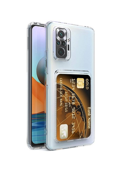Ekılıf - Xiaomi Redmi Note 10 Pro Uyumlu - Kılıf Kartlıklı Şeffaf Setra Clear Silikon Kapak - Şeffaf