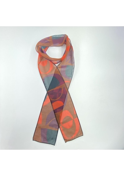 Tedz Collection Paredora Geometrik Desenli Kırmızı Lacivert Hippi Fular Çok Renkli