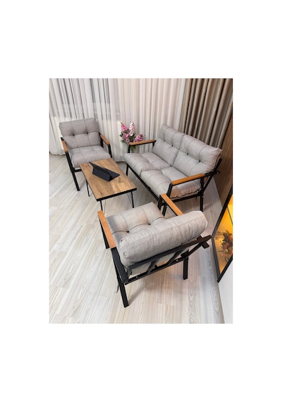 Houseart Menekşe Balkon, Bahçe,teras,cafe - Salon - Metal Kanepe Koltuk Takımı - 2 1 1 Sehpa Açık Gri Houseart Menekşe Balkon, Bahçe,teras,cafe - Salon - Metal Kanepe Koltuk Takımı - 2 1 1 Sehpa Açık Gri