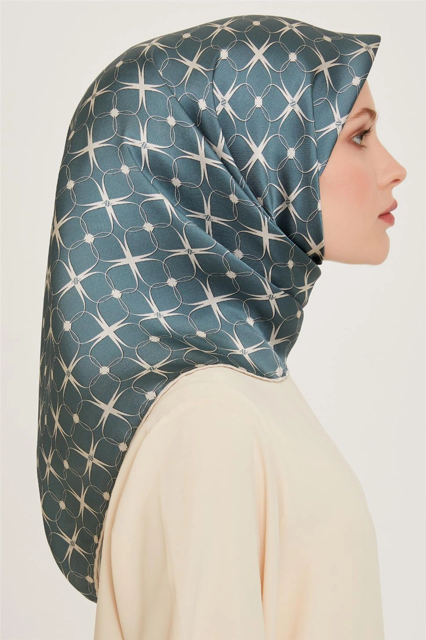 Armine Monogram Desenli Twill Saf İpek Eşarp 9207d 83 83