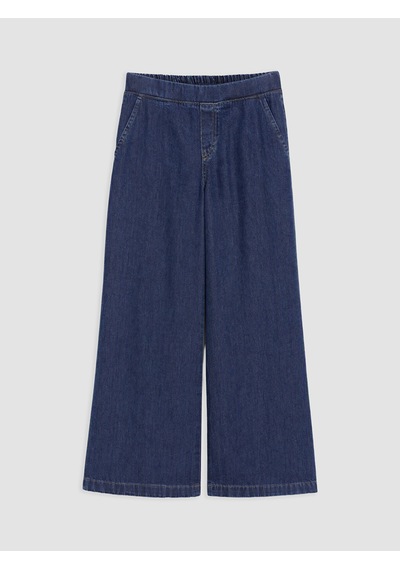 Lcwaıkıkı Petite Lacivert Beli Lastikli Wideleg Kadın Jean Pantolon