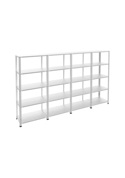 Raf Burada  5 Katlı 4'lü Galvaniz Çelik Raf - Depo, Arşiv, Kiler, Dosya, Market Rafı-43x60 cm-300 cm-1.00 mm
