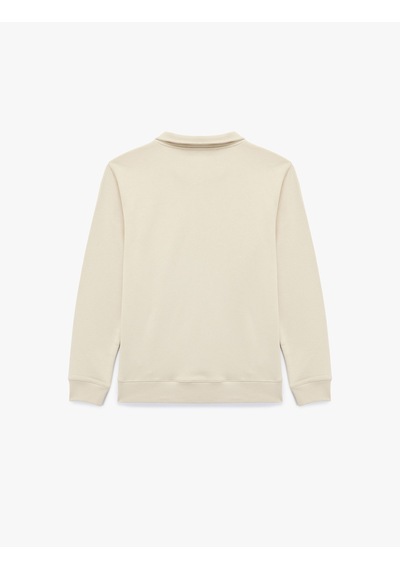 Koton Uzun Kollu Şardonlu Basic Yarım Fermuarlı Sweatshirt Bej 6wam70016mk Ekru