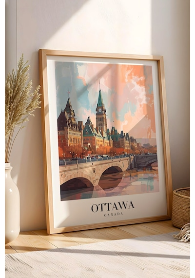 Ottawa Canada Vintage Seyahat Posteri Çerçeveli Tablo - Premium Kanada Parlamento Elit Duvar Dekoru Kayın Ottawa Canada Vintage Seyahat Posteri Çerçeveli Tablo - Premium Kanada Parlamento Elit Duvar Dekoru Kayın