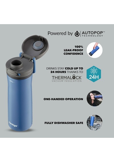 Contigo Jackson Autopop Soğuk Su Termosu 590 Ml Mavi Sku: Smg8690010209955 Açık