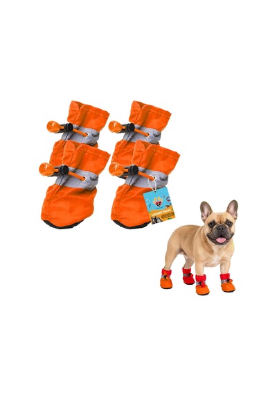 Patibon Su Geçirmez Köpek Botu 4 Lü Set - Yansıtıcı Şeritli & Kaymaz Taban Xs 1 Beden Turuncu