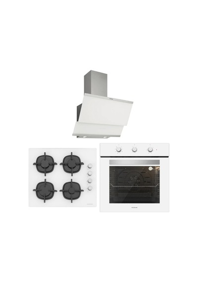 Silverline BO6503W01 - CS5343W01 - 3420 Classy 60 Beyaz Cam Ankastre Set