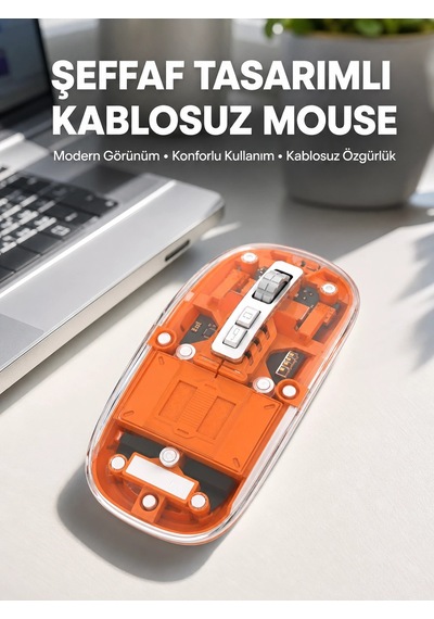 Zenvia Mouse Fare Kablosuz Mouse Fare Şarjlı Bluetooth Sessiz 5 Tuşlu Şeffaf Znv2026 89557497