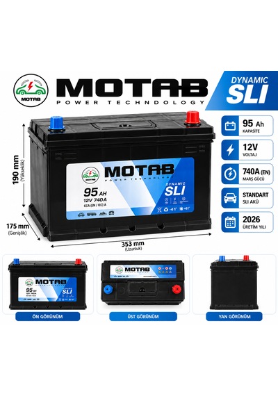 95 Ah 12v 740a Akü 2026 Üretim