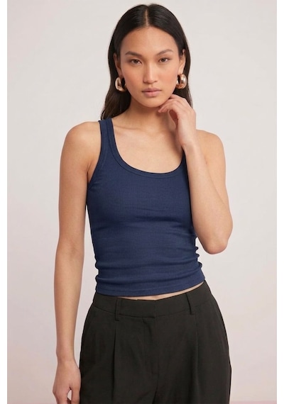 Fit Women Pamuklu Kadın Fitilli Görünümlü Kalın Askılı Basic Atlet 4624-antrasit