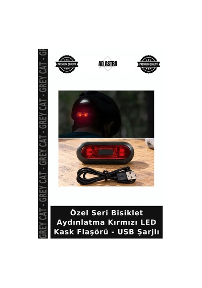 Özel Seri Bisiklet Aydınlatma Kırmızı Led Kask Flaşörü - Usb Şarjlı