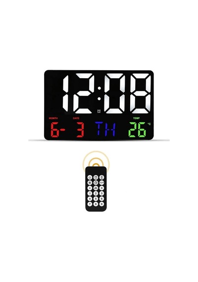 Dijital Duvar Saati Renkli Hd Led Ekran, Tarih, Gün, Sıcaklık & Alarm Çok Renkli