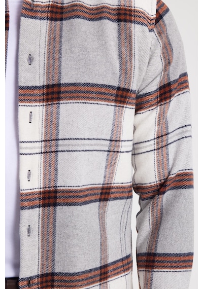 Tudors Erkek Slim Fit Dar Kesim Kareli Kışlık Oduncu Gömlek-42342 Gri