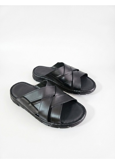 Ern Shoes İçi Dışı Hakiki Deri Ortopedik Erkek Terlik Sandalet Gri
