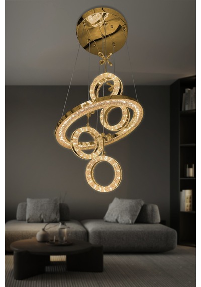 Lumina 4 Lü Modern Sarkıt Led Avize - Kumandasız / Gold Gold