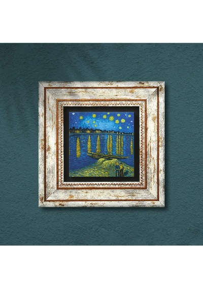 Lexroo Van Gogh Ren Nehri Nde Yıldızlı Bir Gece Taş Duvar Tablosu - Çerçeveli Taş Tablo Çok Renkli