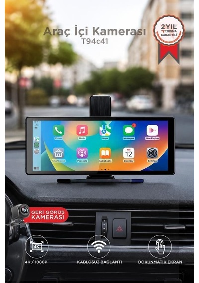 Sesli Komut Akıllı Ekran Seyir Cihazı Araç Kamerası Ön Arka Wifi Bluetooth 4k Carplay T94c41