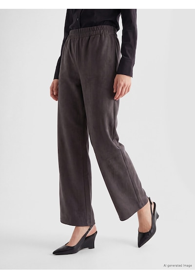 LC Waikiki Lc Waıkıkı Antrasit Loose Fit Süet Görünümlü Kadın Pantolon