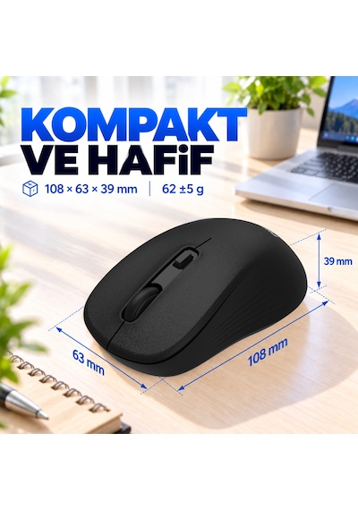 Philips SPK7538 Kablosuz Bluetooth 1600 DPI 5 Tuşlu Sessiz Mouse
