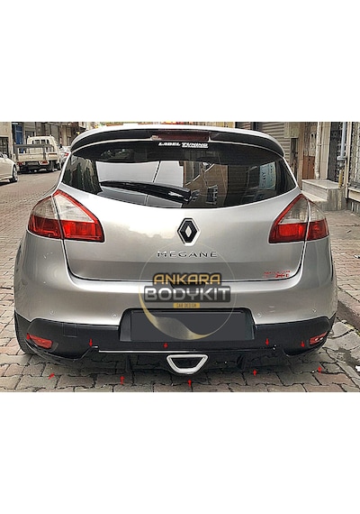 Megane 3 Hb - Arka Tampon Eki - Plastik - Parlak Siyah