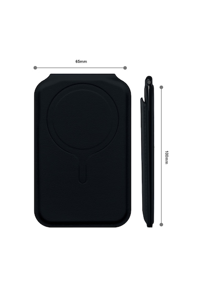 Magsafe Uyumlu Güçlü Mıknatıslı Katlanabilir Deri Cüzdan Ve Telefon Standı Siyah