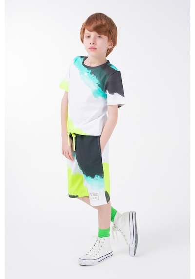 Brz Kids Baskılı Erkek Çocuk Kısa Kollu T-Shirt Beyaz