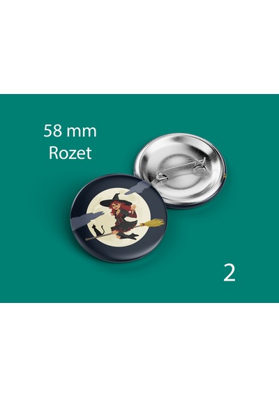 58 Mm Buton Rozet İğneli Çanta Kıyafet Rozeti Cadı Çok Renkli