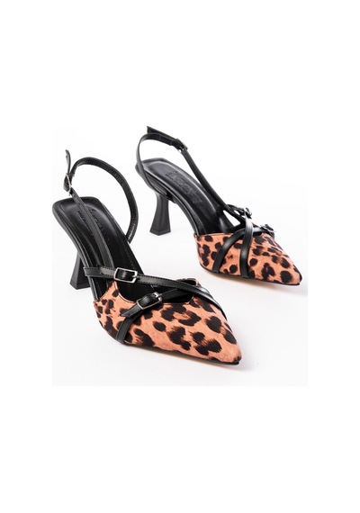 Aymood St-005 Leopar Günlük 7 Cm Topuklu Ayakkabı Kahverengi