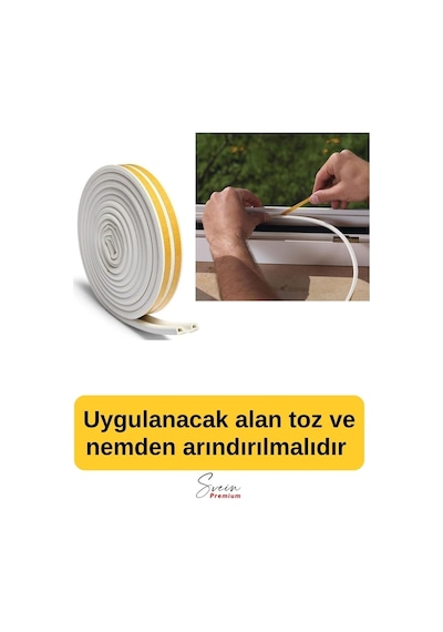 Kapı Ve Pencere Soğuk Izolasyon Bandı Fitili Kendinden Yapışkanlı Kauçuk Yalıtım Bant 2x10 20 Mt
