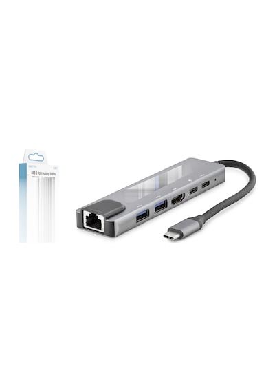 Type-c Combo Hub Hdmi 4k Usb 3.0 Lan 6 Port - Gri Hdx7791