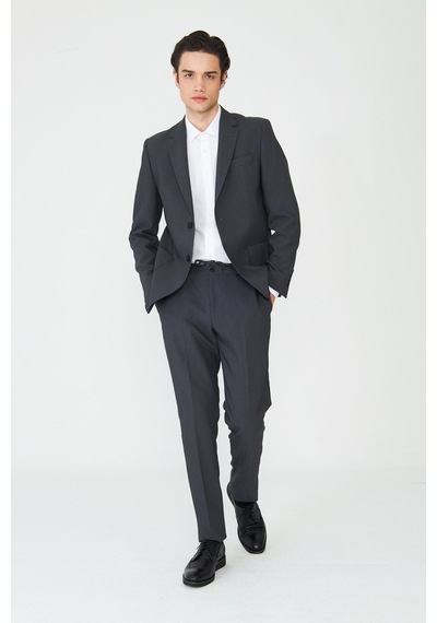 Gri Modern Kesim Slim Fit Premium Takım Elbise Füme