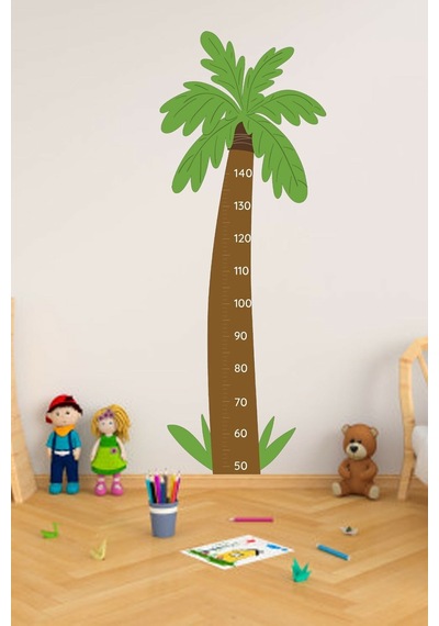 Palmiye Ağacı Desenli Boy Ölçer Duvar Sticker 50x135 Cm