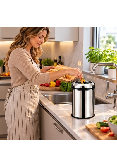 Pratik Çemberli Çöp Kovası 5 Lt Paslanmaz Acar 13279
