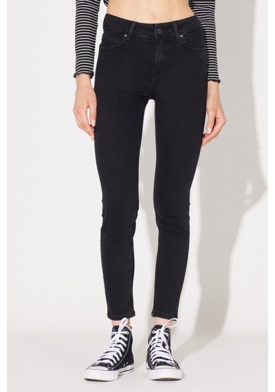 Lee Forever Skinny Fit Dar Kesim Yüksek Bel Yıkamalı Siyah Esnek Jean Kot Pantolon L32SOZD45 Siyah