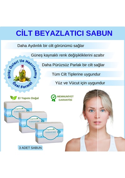Organicsun Doğal Cilt Beyazlatıcı Sabun 3 x 140 G