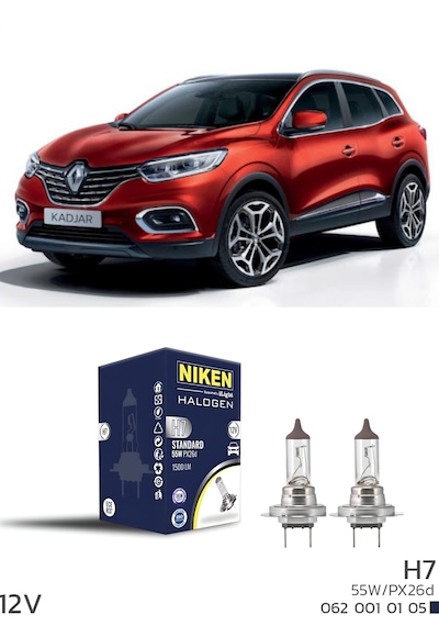 Renault Kadjar 2015-2020 Kısa Far Ampulü H7 Halojen Ampul 12v 55w 2 Adet 3200k Güçlü Net Işık Yasal