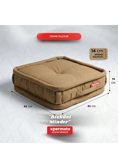 Xpermate Bisküvi Minder Petek Önü Fransız 45x45x14 Kahve